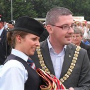 Tenor drummer Ashleigh Byers collects the European Champions' Andante Sash (Picture: www.rspba.org)