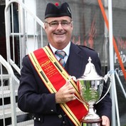 Drum Major Jim Kilpatrick MBE collects his 15th world title as leading drummer (Picture: www.rspba.org)